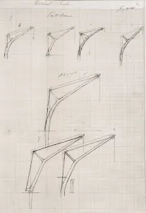 : Isambard Kingdom Brunel sketch: port cranes at Paddington Station, 1851