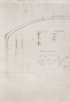 : Isambard Kingdom Brunel sketch: roof span at Windsor Station, with calculations. c1849-51
