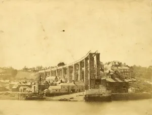 : Photograph of the Royal Albert Bridge at Saltash, c1855