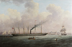 : The SS Great Britain off Liverpool flying the Atlantic Flag after her maiden voyage in 1845